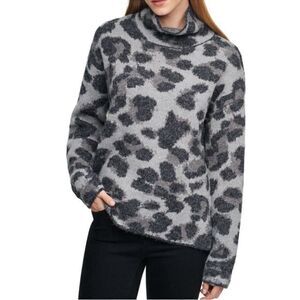 NWT DKNY Womens Gray Long Sleeve Turtleneck Sweater